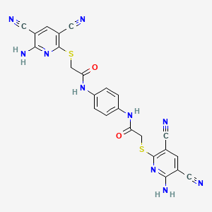 molecular formula C24H16N10O2S2 B10887673 2-[(6-amino-3,5-dicyano-2-pyridyl)sulfanyl]-N~1~-[4-({2-[(6-amino-3,5-dicyano-2-pyridyl)sulfanyl]acetyl}amino)phenyl]acetamide 