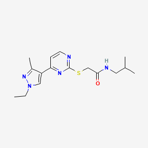 molecular formula C16H23N5OS B10887745 2-{[4-(1-ethyl-3-methyl-1H-pyrazol-4-yl)pyrimidin-2-yl]sulfanyl}-N-(2-methylpropyl)acetamide 