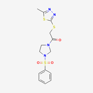 2-Methyl-5-({2-oxo-2-[3-(phenylsulfonyl)imidazolidin-1-yl]ethyl}thio)-1,3,4-thiadiazole