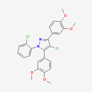 molecular formula C25H22Cl2N2O4 B10887820 4-chloro-1-(2-chlorophenyl)-3,5-bis(3,4-dimethoxyphenyl)-1H-pyrazole 