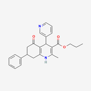 molecular formula C25H26N2O3 B10887832 Propyl 2-methyl-5-oxo-7-phenyl-4-(pyridin-3-yl)-1,4,5,6,7,8-hexahydroquinoline-3-carboxylate 