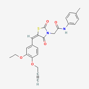 2-{(5E)-5-[3-ethoxy-4-(prop-2-yn-1-yloxy)benzylidene]-2,4-dioxo-1,3-thiazolidin-3-yl}-N-(4-methylphenyl)acetamide