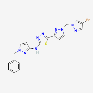 molecular formula C19H16BrN9S B10887899 N-(1-benzyl-1H-pyrazol-3-yl)-5-{1-[(4-bromo-1H-pyrazol-1-yl)methyl]-1H-pyrazol-3-yl}-1,3,4-thiadiazol-2-amine 