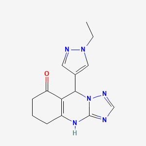 molecular formula C14H16N6O B10887916 9-(1-ethyl-1H-pyrazol-4-yl)-5,6,7,9-tetrahydro[1,2,4]triazolo[5,1-b]quinazolin-8(4H)-one 