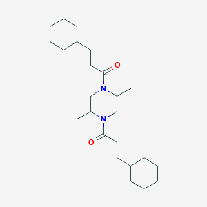 molecular formula C24H42N2O2 B10887953 3-Cyclohexyl-1-[4-(3-cyclohexyl-propionyl)-2,5-dimethyl-piperazin-1-yl]-propan-1-one 