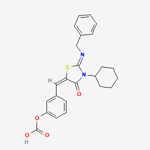 molecular formula C24H24N2O4S B10887961 3-{(E)-[(2E)-2-(benzylimino)-3-cyclohexyl-4-oxo-1,3-thiazolidin-5-ylidene]methyl}phenyl hydrogen carbonate 