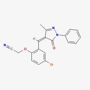 {4-bromo-2-[(Z)-(3-methyl-5-oxo-1-phenyl-1,5-dihydro-4H-pyrazol-4-ylidene)methyl]phenoxy}acetonitrile