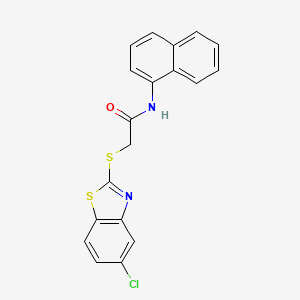 molecular formula C19H13ClN2OS2 B10888043 2-[(5-chloro-1,3-benzothiazol-2-yl)sulfanyl]-N-(naphthalen-1-yl)acetamide 