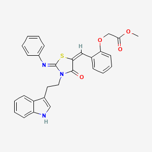 molecular formula C29H25N3O4S B10888045 methyl (2-{(E)-[(2Z)-3-[2-(1H-indol-3-yl)ethyl]-4-oxo-2-(phenylimino)-1,3-thiazolidin-5-ylidene]methyl}phenoxy)acetate 