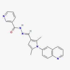 molecular formula C22H19N5O B10888060 N'-{(E)-[2,5-dimethyl-1-(quinolin-6-yl)-1H-pyrrol-3-yl]methylidene}pyridine-3-carbohydrazide 