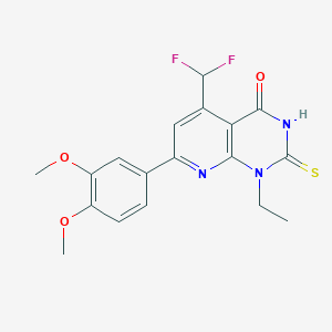 5-(difluoromethyl)-7-(3,4-dimethoxyphenyl)-1-ethyl-2-sulfanylpyrido[2,3-d]pyrimidin-4(1H)-one