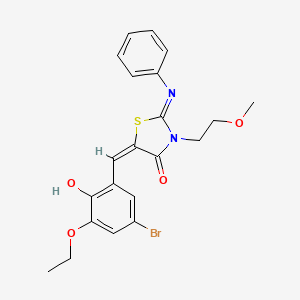 molecular formula C21H21BrN2O4S B10888074 (2Z,5E)-5-(5-bromo-3-ethoxy-2-hydroxybenzylidene)-3-(2-methoxyethyl)-2-(phenylimino)-1,3-thiazolidin-4-one 