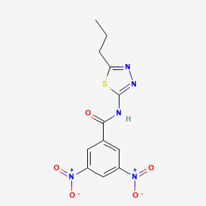 molecular formula C12H11N5O5S B10888084 3,5-dinitro-N-[(2E)-5-propyl-1,3,4-thiadiazol-2(3H)-ylidene]benzamide 