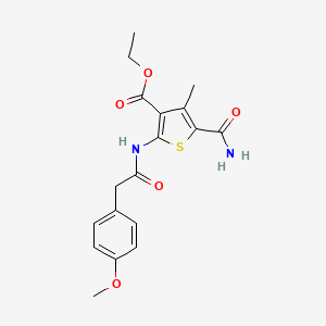 molecular formula C18H20N2O5S B10888087 Ethyl 5-carbamoyl-2-{[(4-methoxyphenyl)acetyl]amino}-4-methylthiophene-3-carboxylate 