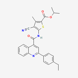 molecular formula C28H25N3O3S B10888119 Propan-2-yl 4-cyano-5-({[2-(4-ethylphenyl)quinolin-4-yl]carbonyl}amino)-3-methylthiophene-2-carboxylate 