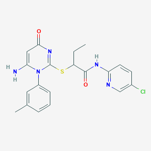 2-{[6-amino-1-(3-methylphenyl)-4-oxo-1,4-dihydropyrimidin-2-yl]sulfanyl}-N-(5-chloropyridin-2-yl)butanamide