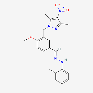 1-(2-methoxy-5-{(E)-[2-(2-methylphenyl)hydrazinylidene]methyl}benzyl)-3,5-dimethyl-4-nitro-1H-pyrazole