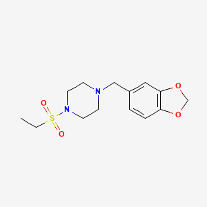 molecular formula C14H20N2O4S B10888152 1-(1,3-Benzodioxol-5-ylmethyl)-4-(ethylsulfonyl)piperazine 