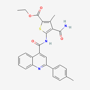 Ethyl 4-carbamoyl-3-methyl-5-({[2-(4-methylphenyl)quinolin-4-yl]carbonyl}amino)thiophene-2-carboxylate