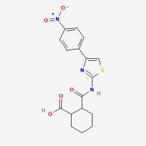 molecular formula C17H17N3O5S B10888259 2-{[4-(4-Nitrophenyl)-1,3-thiazol-2-yl]carbamoyl}cyclohexanecarboxylic acid 