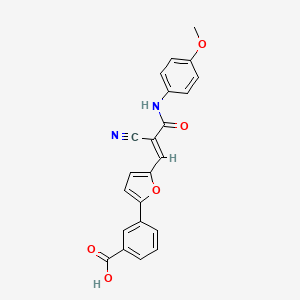 molecular formula C22H16N2O5 B10888282 3-(5-{(1E)-2-cyano-3-[(4-methoxyphenyl)amino]-3-oxoprop-1-en-1-yl}furan-2-yl)benzoic acid 