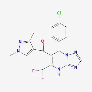 molecular formula C18H15ClF2N6O B10888325 [7-(4-chlorophenyl)-5-(difluoromethyl)-4,7-dihydro[1,2,4]triazolo[1,5-a]pyrimidin-6-yl](1,3-dimethyl-1H-pyrazol-4-yl)methanone 