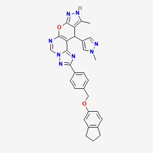 4-[4-(2,3-dihydro-1H-inden-5-yloxymethyl)phenyl]-14-methyl-16-(1-methylpyrazol-4-yl)-10-oxa-3,5,6,8,12,13-hexazatetracyclo[7.7.0.02,6.011,15]hexadeca-1(9),2,4,7,11,14-hexaene