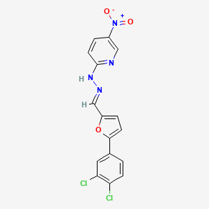 2-[(2E)-2-{[5-(3,4-dichlorophenyl)furan-2-yl]methylidene}hydrazinyl]-5-nitropyridine