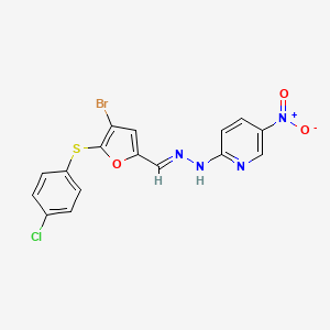 2-[(2E)-2-({4-bromo-5-[(4-chlorophenyl)sulfanyl]furan-2-yl}methylidene)hydrazinyl]-5-nitropyridine