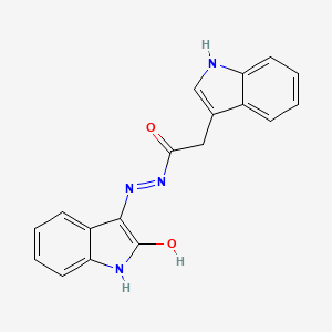 molecular formula C18H14N4O2 B10888379 Indole-3-acetic acid, (2-oxo-3-indolinylidene)hydrazide CAS No. 20096-31-5