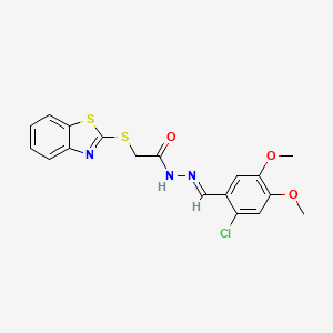 2-(1,3-benzothiazol-2-ylsulfanyl)-N'-[(E)-(2-chloro-4,5-dimethoxyphenyl)methylidene]acetohydrazide