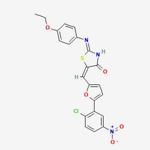 molecular formula C22H16ClN3O5S B10888446 (2E,5E)-5-{[5-(2-chloro-5-nitrophenyl)furan-2-yl]methylidene}-2-[(4-ethoxyphenyl)imino]-1,3-thiazolidin-4-one 