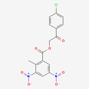 molecular formula C16H11ClN2O7 B10888459 2-(4-Chlorophenyl)-2-oxoethyl 2-methyl-3,5-dinitrobenzoate 