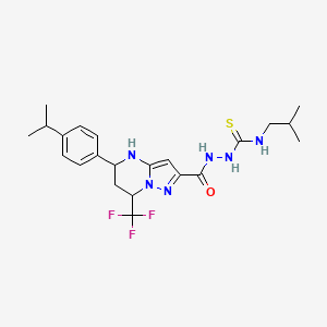 molecular formula C22H29F3N6OS B10888478 N-(2-methylpropyl)-2-({5-[4-(propan-2-yl)phenyl]-7-(trifluoromethyl)-4,5,6,7-tetrahydropyrazolo[1,5-a]pyrimidin-2-yl}carbonyl)hydrazinecarbothioamide 