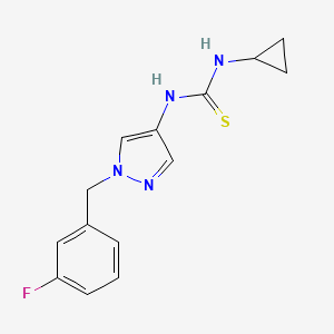 molecular formula C14H15FN4S B10888505 1-cyclopropyl-3-[1-(3-fluorobenzyl)-1H-pyrazol-4-yl]thiourea 