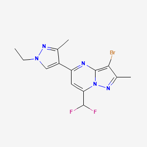 molecular formula C14H14BrF2N5 B10888519 3-bromo-7-(difluoromethyl)-5-(1-ethyl-3-methyl-1H-pyrazol-4-yl)-2-methylpyrazolo[1,5-a]pyrimidine 