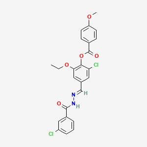 2-chloro-4-[(E)-{2-[(3-chlorophenyl)carbonyl]hydrazinylidene}methyl]-6-ethoxyphenyl 4-methoxybenzoate