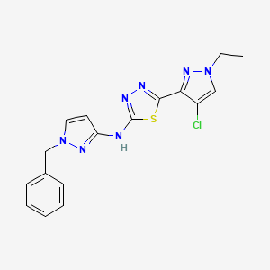 molecular formula C17H16ClN7S B10888572 N-(1-benzyl-1H-pyrazol-3-yl)-5-(4-chloro-1-ethyl-1H-pyrazol-3-yl)-1,3,4-thiadiazol-2-amine 