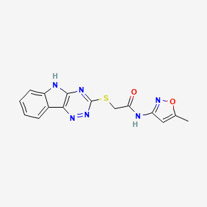 molecular formula C15H12N6O2S B10888580 N-(5-methyl-1,2-oxazol-3-yl)-2-(5H-[1,2,4]triazino[5,6-b]indol-3-ylsulfanyl)acetamide 