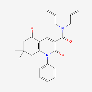 molecular formula C24H26N2O3 B10888596 7,7-dimethyl-2,5-dioxo-1-phenyl-N,N-di(prop-2-en-1-yl)-1,2,5,6,7,8-hexahydroquinoline-3-carboxamide 