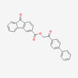 molecular formula C28H18O4 B10888683 2-(biphenyl-4-yl)-2-oxoethyl 9-oxo-9H-fluorene-3-carboxylate 