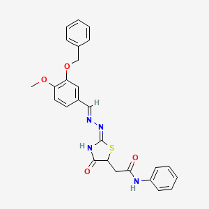 2-[(2E)-2-{(2E)-[3-(benzyloxy)-4-methoxybenzylidene]hydrazinylidene}-4-oxo-1,3-thiazolidin-5-yl]-N-phenylacetamide