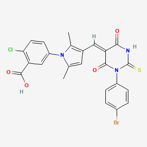 5-(3-{(Z)-[1-(4-bromophenyl)-4,6-dioxo-2-thioxotetrahydropyrimidin-5(2H)-ylidene]methyl}-2,5-dimethyl-1H-pyrrol-1-yl)-2-chlorobenzoic acid