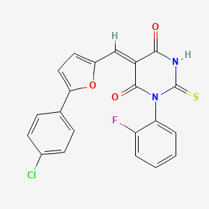 (5Z)-5-{[5-(4-chlorophenyl)furan-2-yl]methylidene}-1-(2-fluorophenyl)-2-sulfanylpyrimidine-4,6(1H,5H)-dione