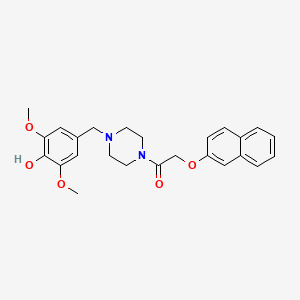 molecular formula C25H28N2O5 B10888760 1-[4-(4-Hydroxy-3,5-dimethoxybenzyl)piperazin-1-yl]-2-(naphthalen-2-yloxy)ethanone 