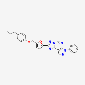 molecular formula C26H22N6O2 B10888769 7-phenyl-2-{5-[(4-propylphenoxy)methyl]furan-2-yl}-7H-pyrazolo[4,3-e][1,2,4]triazolo[1,5-c]pyrimidine 