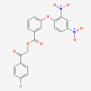 molecular formula C21H13ClN2O8 B10888773 2-(4-Chlorophenyl)-2-oxoethyl 3-(2,4-dinitrophenoxy)benzoate 