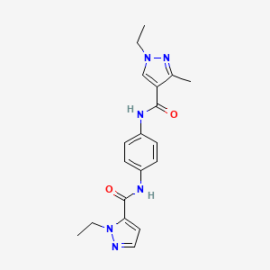 molecular formula C19H22N6O2 B10888788 1-ethyl-N-(4-{[(1-ethyl-1H-pyrazol-5-yl)carbonyl]amino}phenyl)-3-methyl-1H-pyrazole-4-carboxamide 