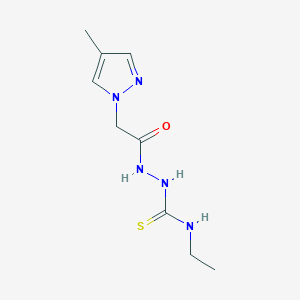 molecular formula C9H15N5OS B10888835 N-ethyl-2-[(4-methyl-1H-pyrazol-1-yl)acetyl]hydrazinecarbothioamide 