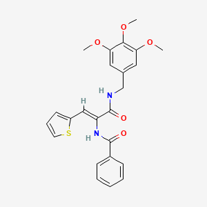 molecular formula C24H24N2O5S B10888849 N-{(1Z)-3-oxo-1-(thiophen-2-yl)-3-[(3,4,5-trimethoxybenzyl)amino]prop-1-en-2-yl}benzamide 